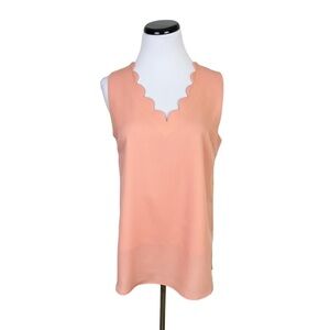 Andree by Unit Scallop Neck Sleeveless Blouse Small Peach V-Neck